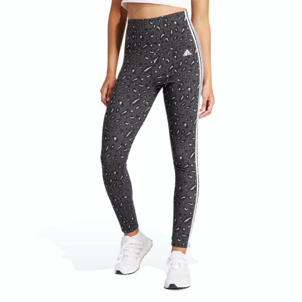 Adidas Leggings 3-Stripes Con Stampa Animalier - Grey/Carbon/Black