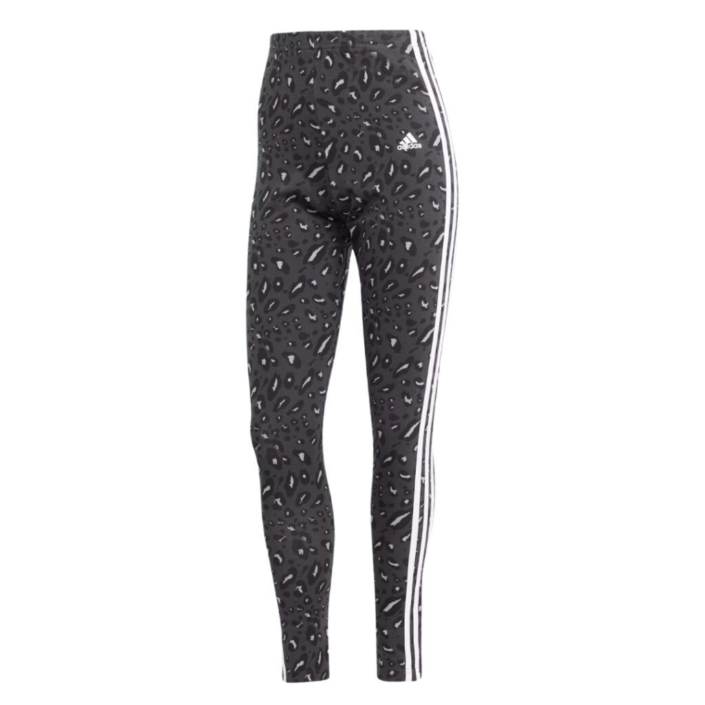 Adidas Leggings 3-Stripes Con Stampa Animalier - Grey/Carbon/Black - immagine 5