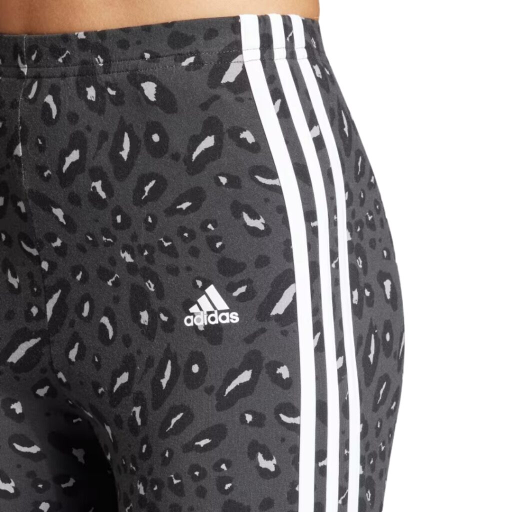 Adidas Leggings 3-Stripes Con Stampa Animalier - Grey/Carbon/Black - immagine 3