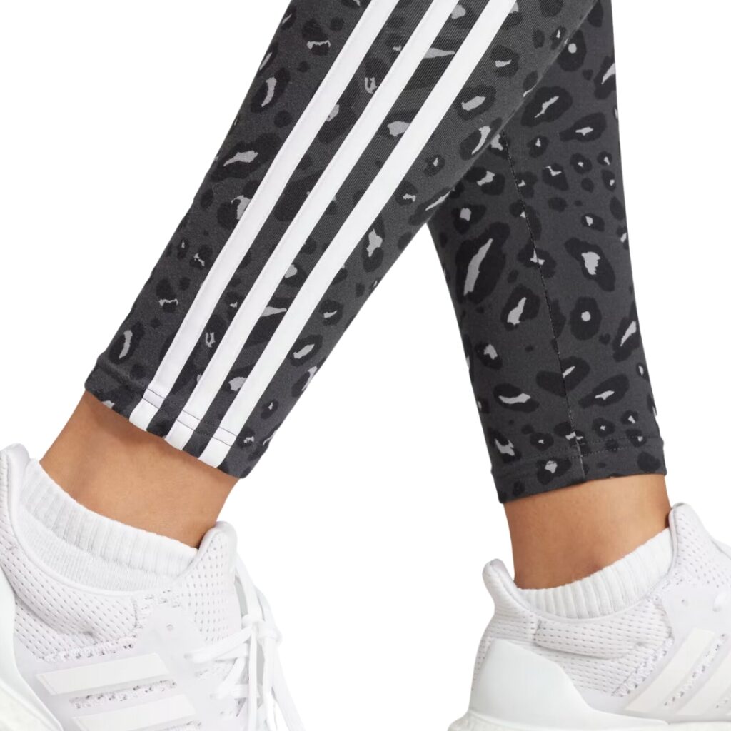 Adidas Leggings 3-Stripes Con Stampa Animalier - Grey/Carbon/Black - immagine 4