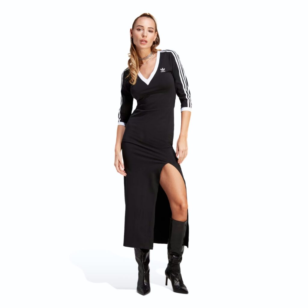 Adidas Maxi Vestito Adicolor 3-Stripes - Black/White