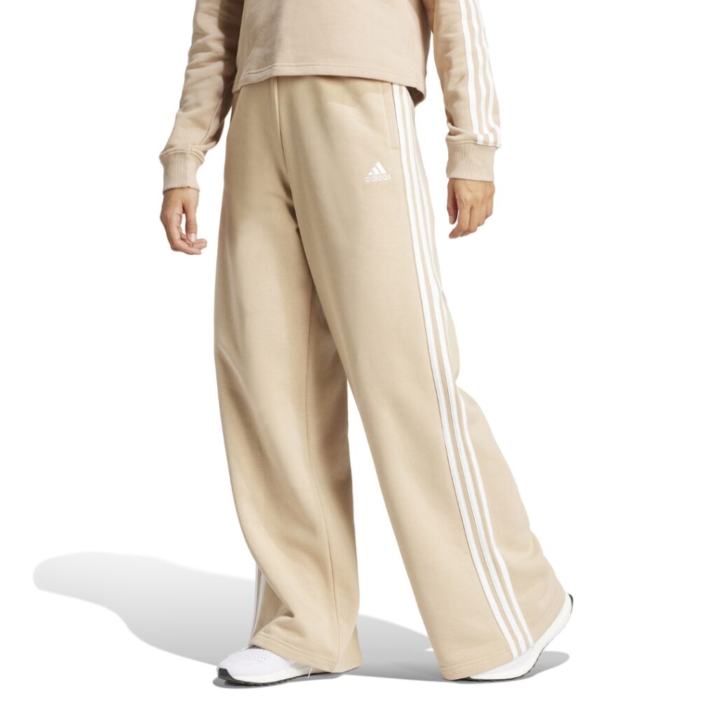 Adidas Pantaloni Wide Leg 3-Stripes - Beige/White