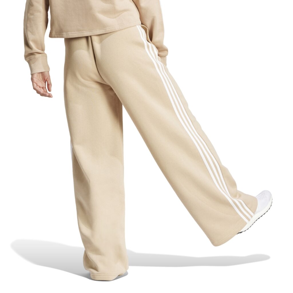 Adidas Pantaloni Wide Leg 3-Stripes - Beige/White - immagine 2