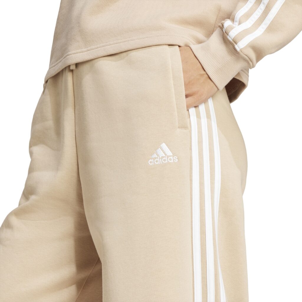 Adidas Pantaloni Wide Leg 3-Stripes - Beige/White - immagine 3