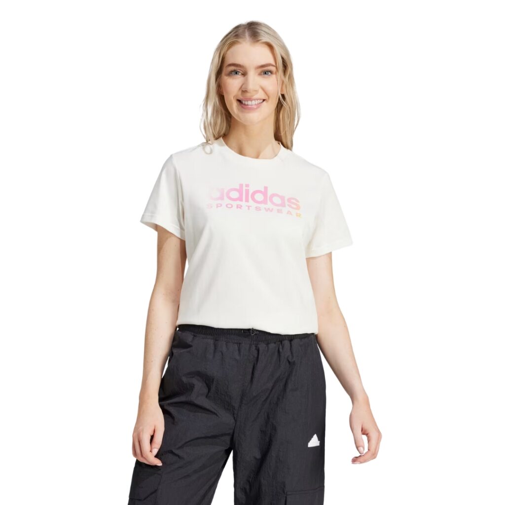 Adidas Sportswear T-Shirt - White/Pink/Orange