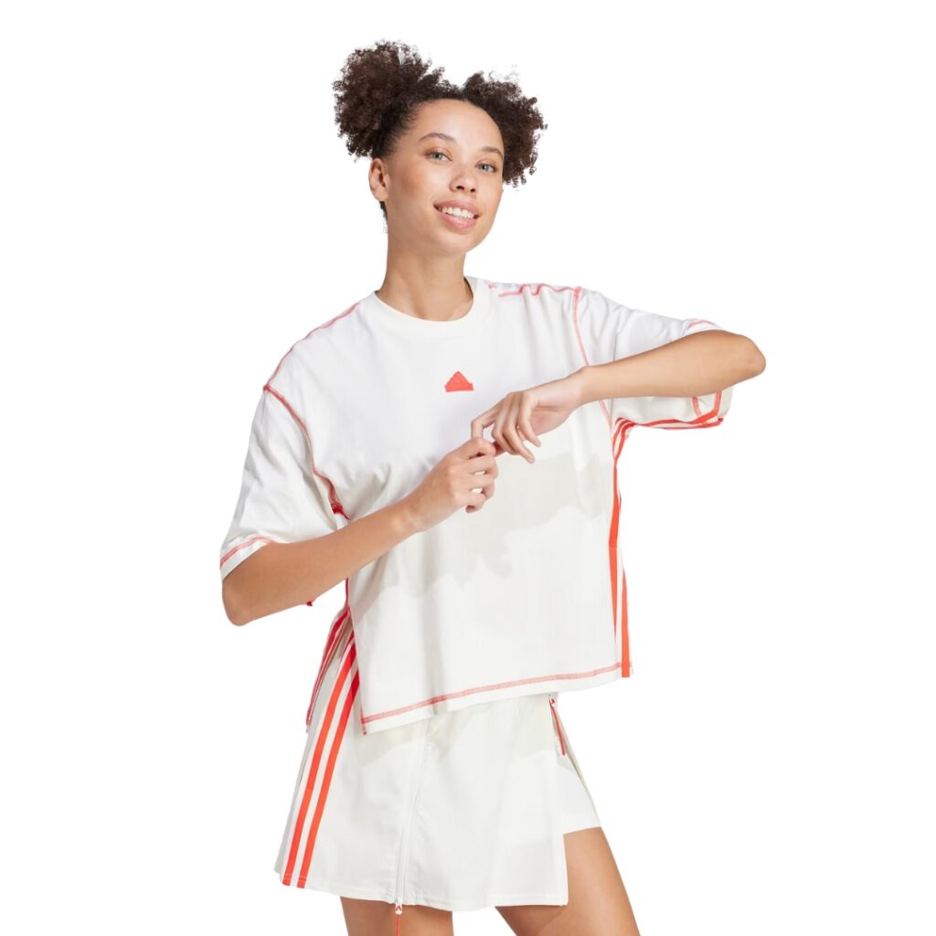 Adidas T-Shirt Da Ballo - Off White/Red - immagine 2