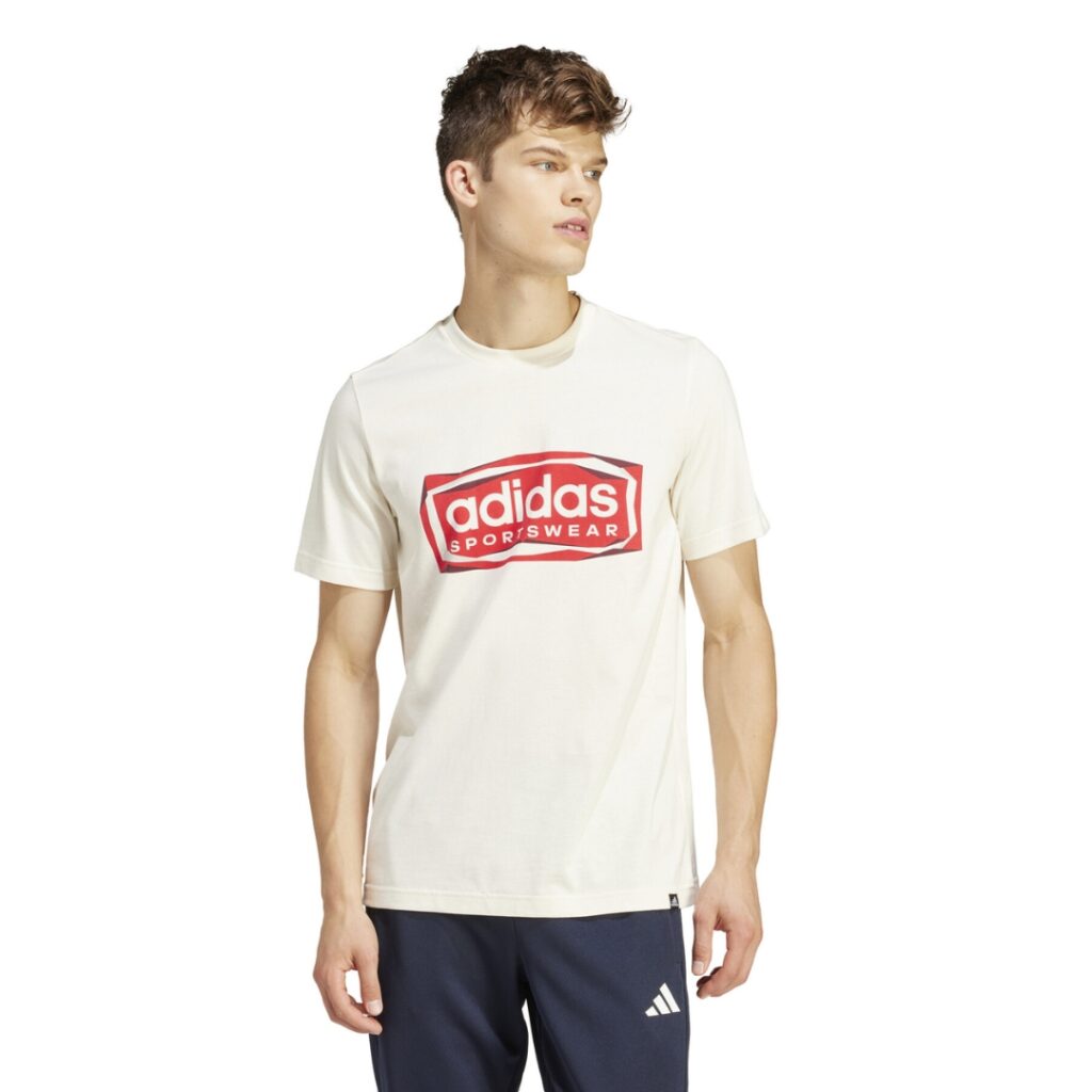 Adidas T-Shirt Folded Sportswear - Off White/Red