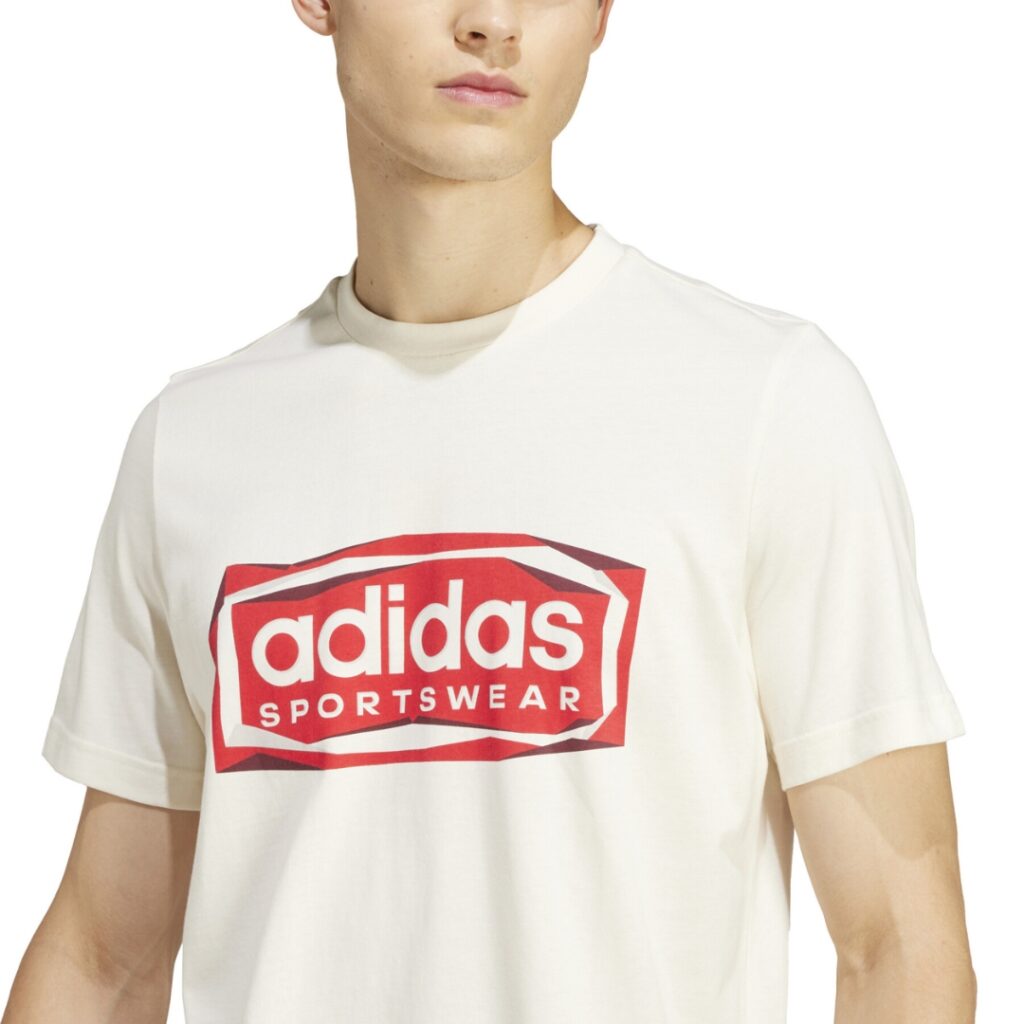 Adidas T-Shirt Folded Sportswear - Off White/Red - immagine 4