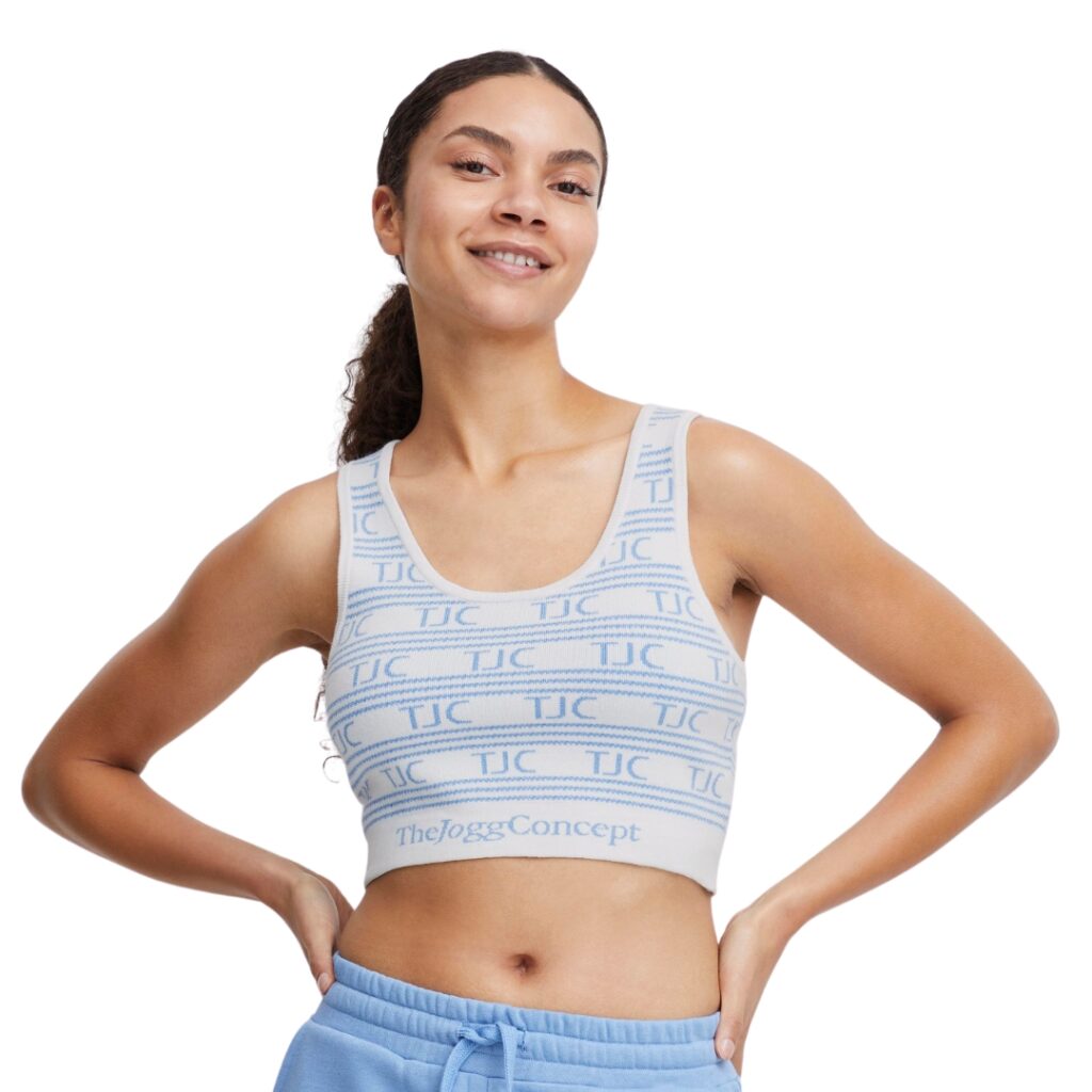 TheJoggConcept JCODINE Crop Top - White/Light Blue