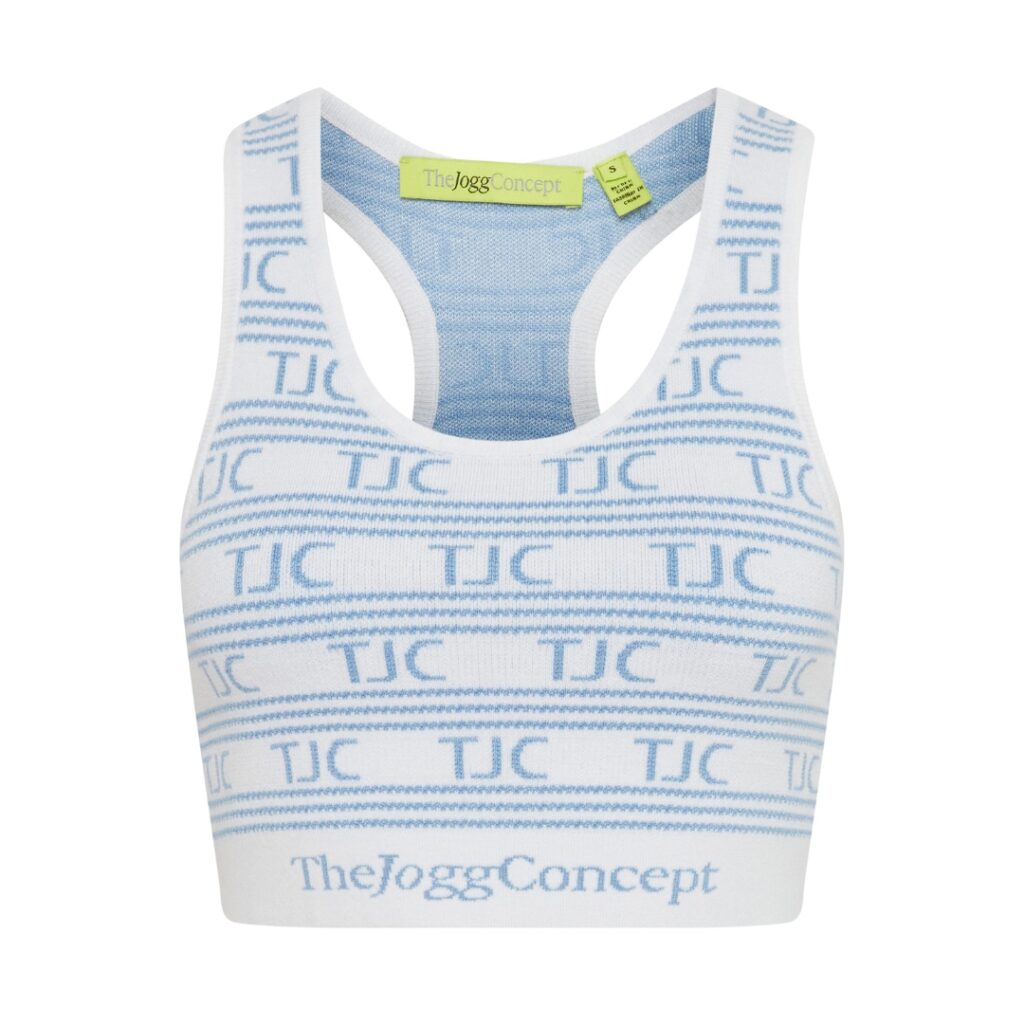 TheJoggConcept JCODINE Crop Top - White/Light Blue - immagine 5