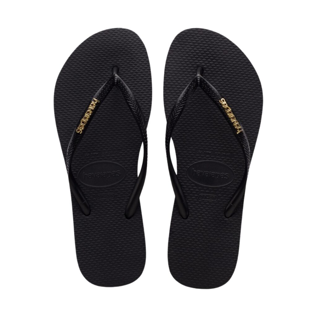 Havaianas SLIM LOGO METALLIC - Black/Gold
