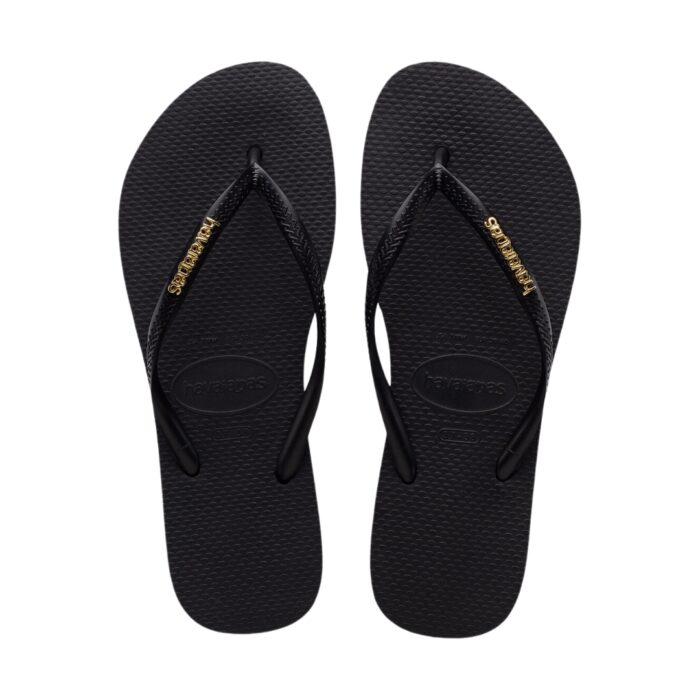 Havaianas SLIM LOGO METALLIC - Black/Gold