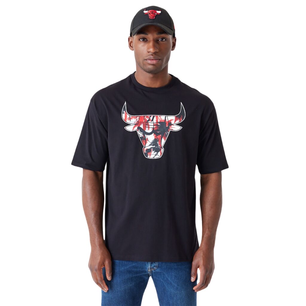 New Era T-Shirt Oversize Chicago Bulls Large Infill - Black