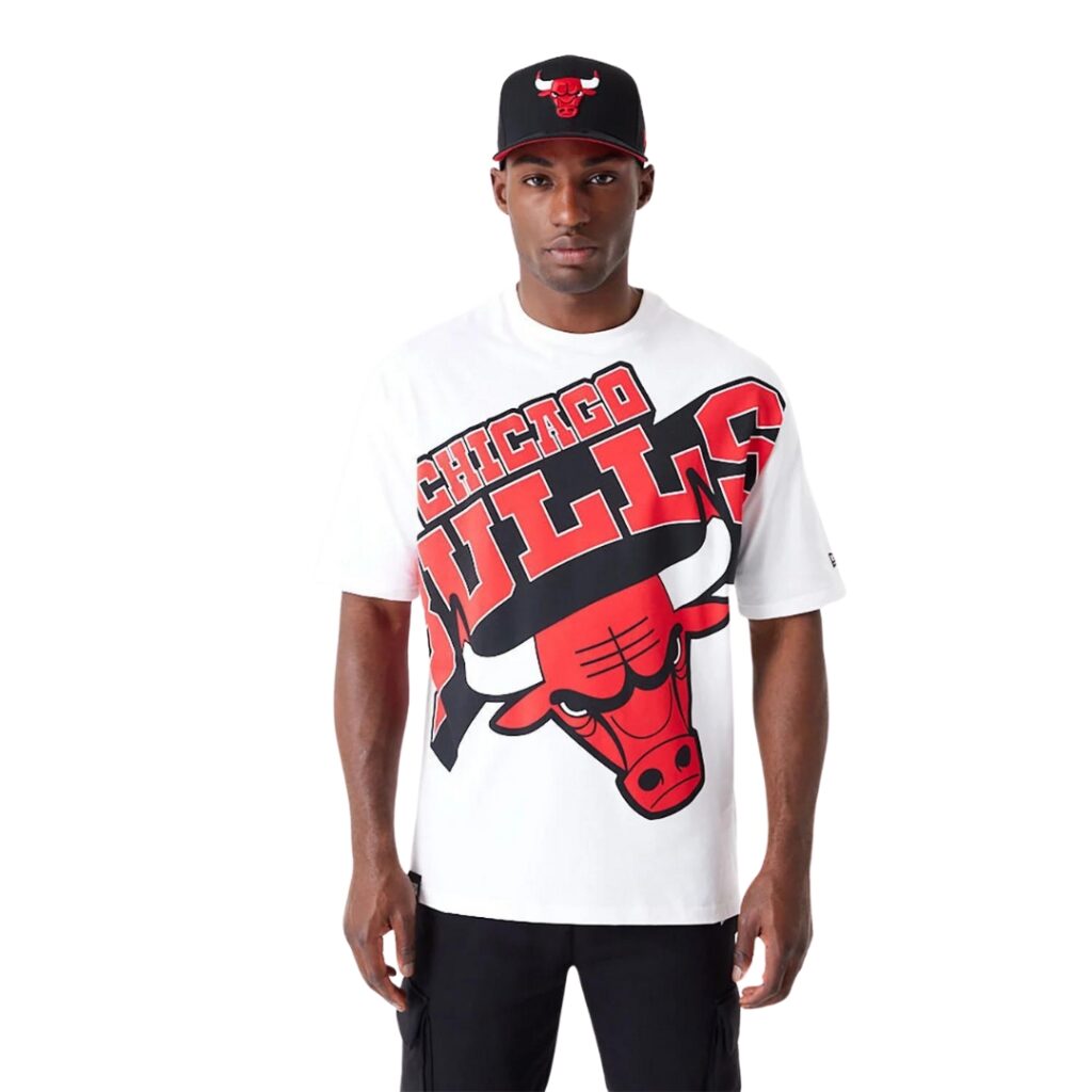 New Era T-Shirt Oversize Chicago Bulls Large Wordmark - White