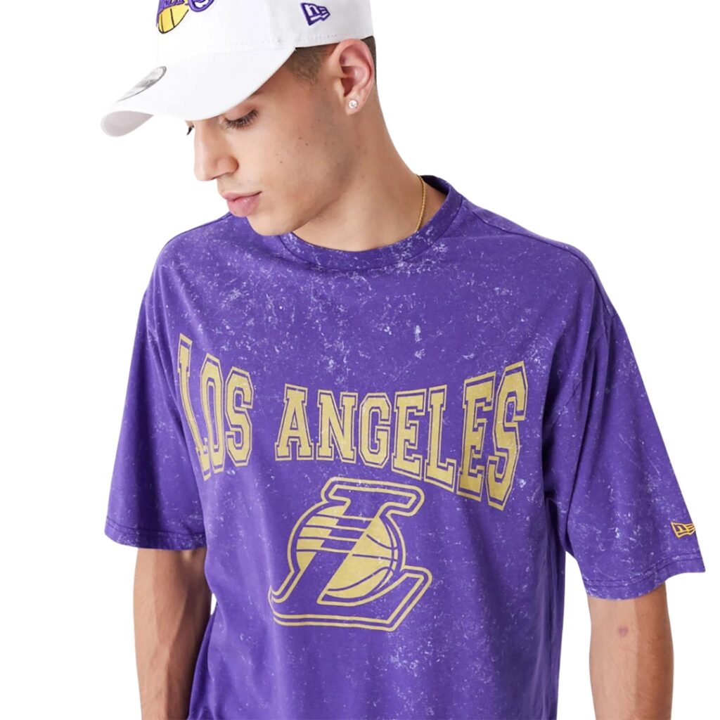 New Era T-Shirt Oversize LA Lakers Washed - Purple - immagine 4
