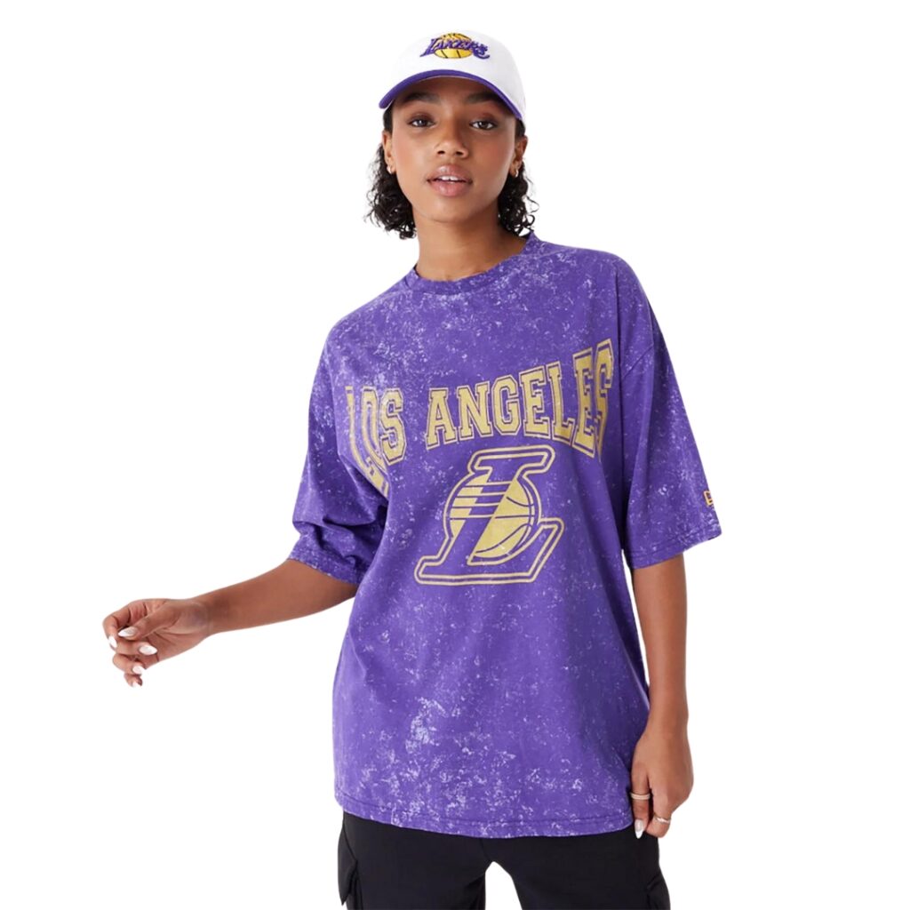 New Era T-Shirt Oversize LA Lakers Washed - Purple - immagine 3