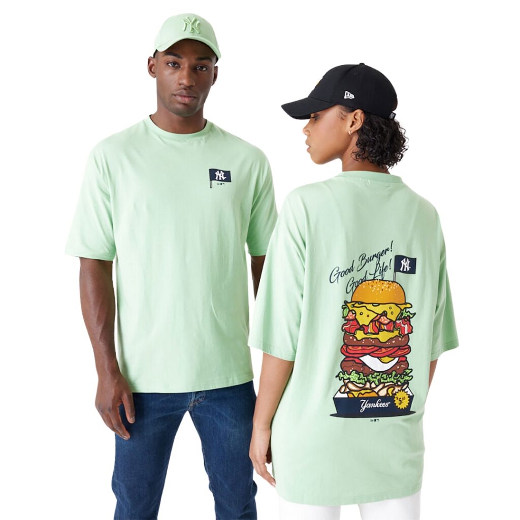 New Era T-Shirt Oversize New York Yankees Con Grafica Hamburger - Green