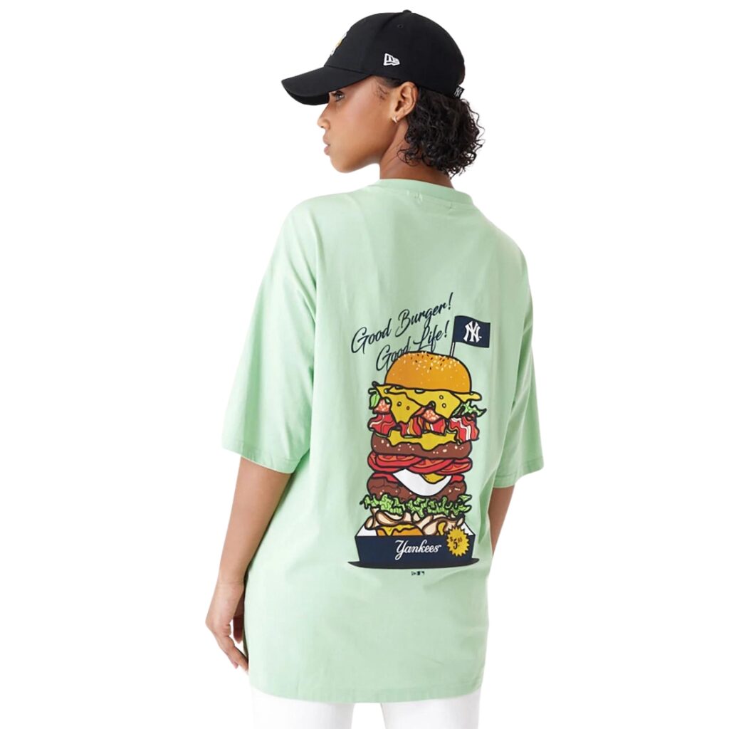 New Era T-Shirt Oversize New York Yankees Con Grafica Hamburger - Green - immagine 3