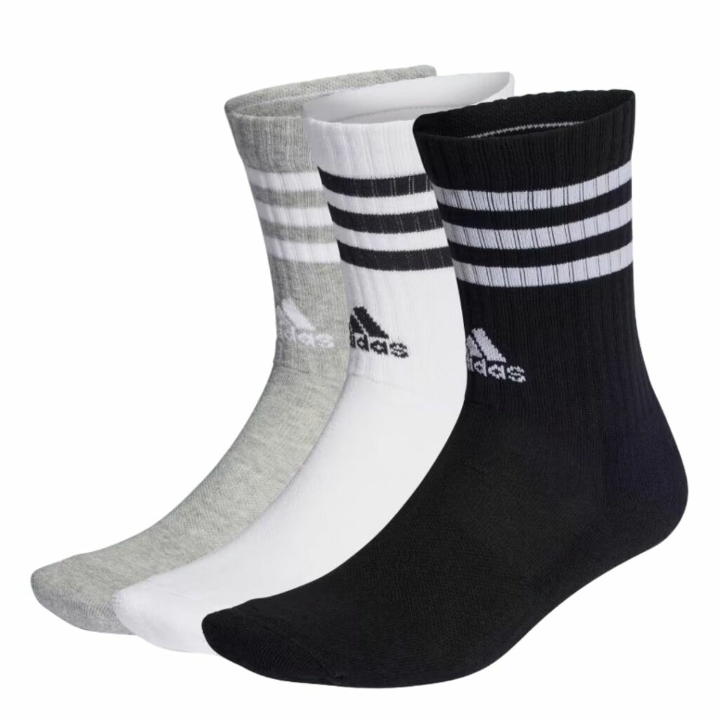 Adidas Calze 3-Stripes Cushioned - Grey/White/Black/White