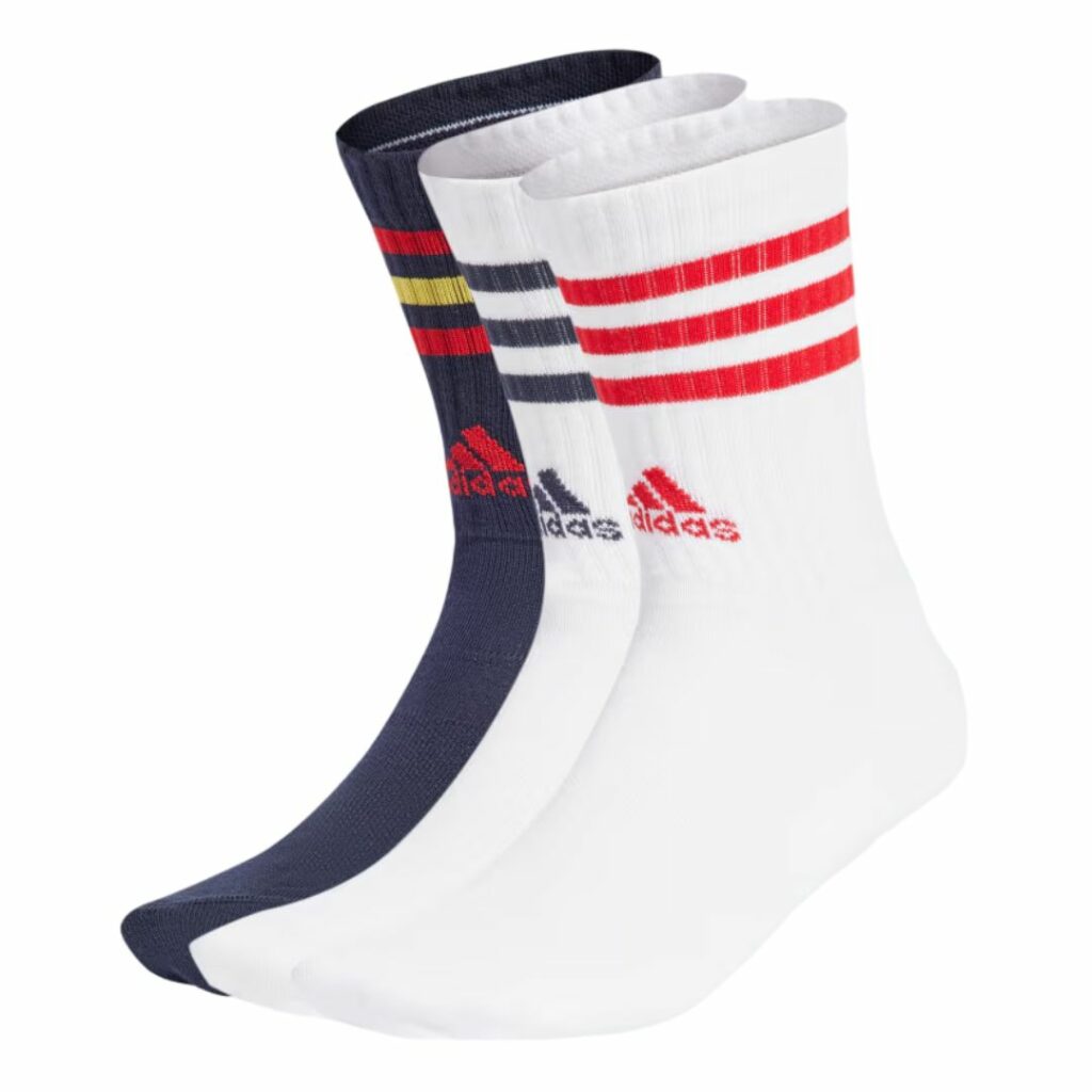 Adidas Calze 3-Stripes Cushioned - White/Legend Ink/White/Red