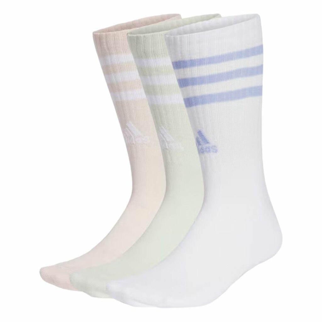 Adidas Calze 3-Stripes Cushioned - White/Sandy Pink/Linen Green