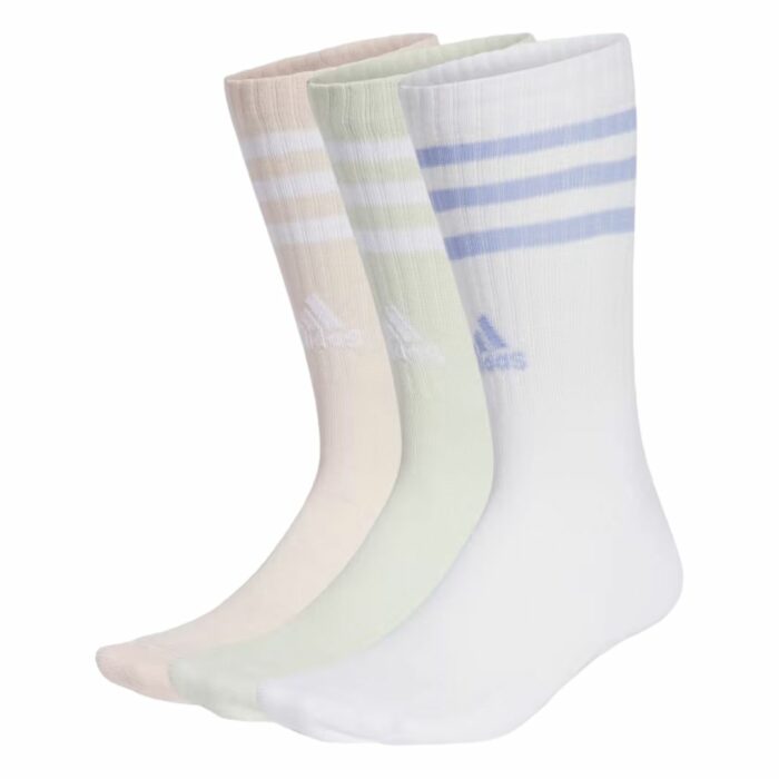 Adidas Calze 3-Stripes Cushioned - White/Sandy Pink/Linen Green