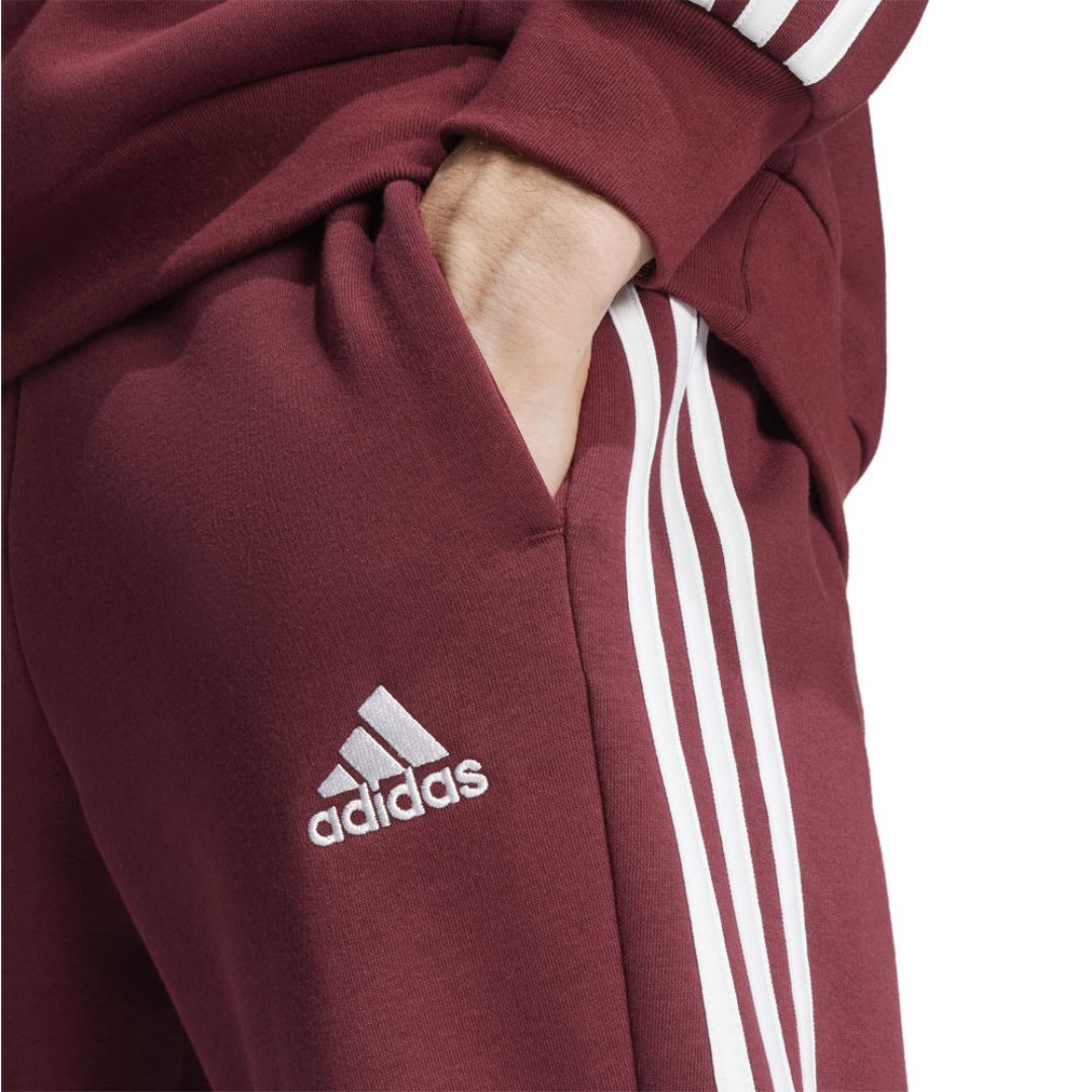 Adidas Pantaloni Essentials Fleece 3 Stripes Bordeaux