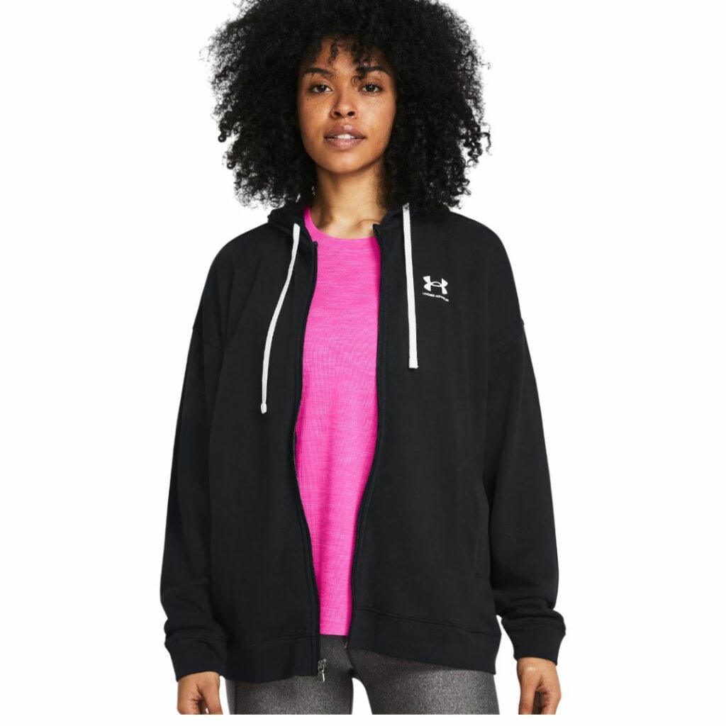 Under Armour Felpa Con Zip e Cappuccio Oversized - Black/White