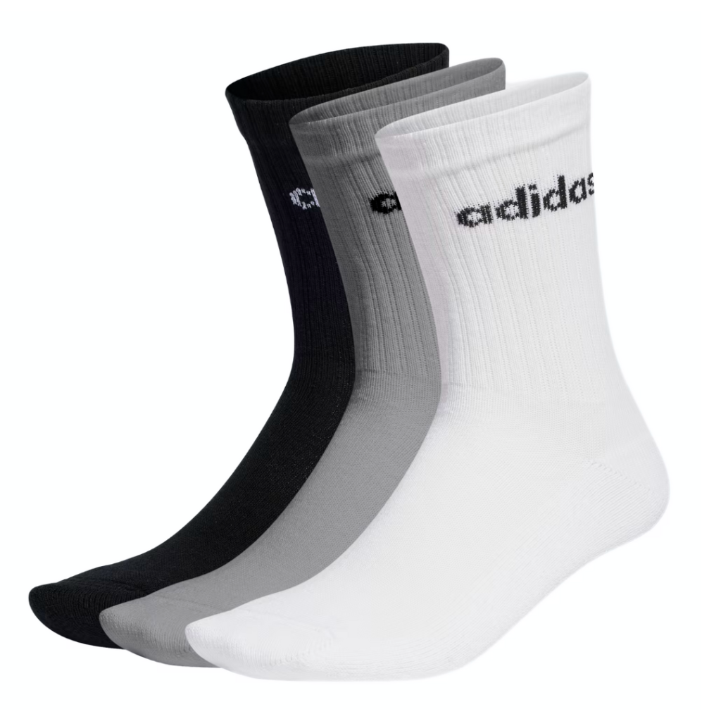 Adidas Calze Linear Cushioned - Medium Grey Heather/White/Black