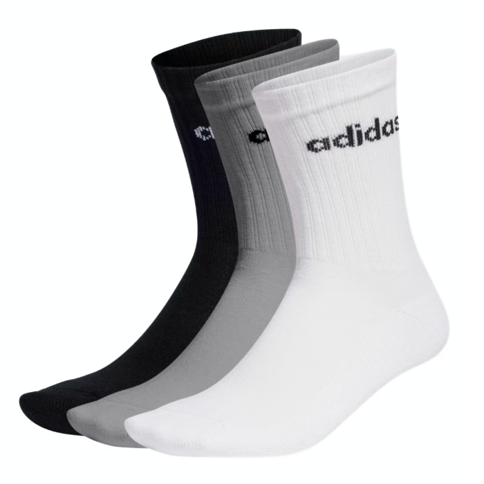 Adidas Calze Linear Cushioned - Medium Grey Heather/White/Black