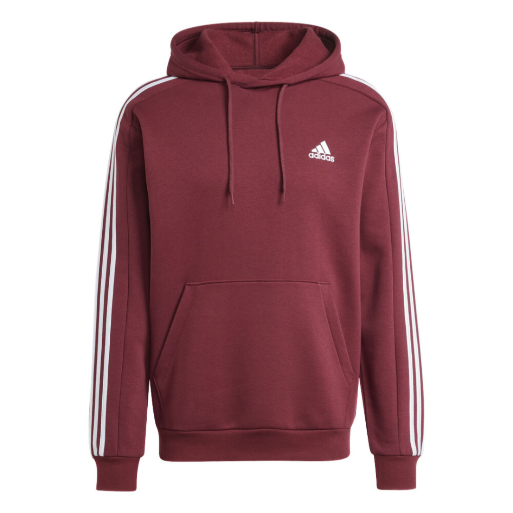 Adidas Felpa Essentials Con Cappuccio 3-Stripes - Bordeaux/White - immagine 4
