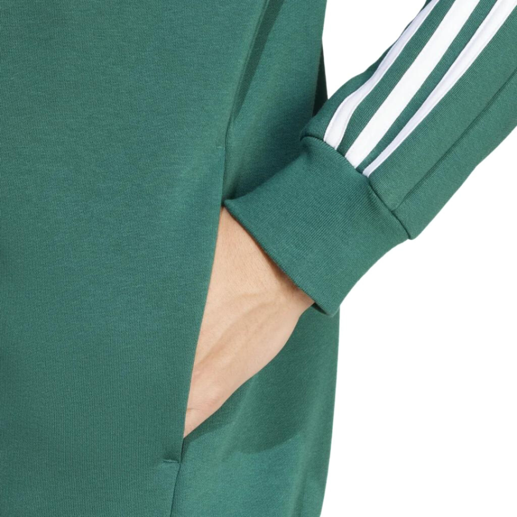 Adidas Felpa Con Zip E Cappuccio 3-Stripes - Collegiate Green - immagine 4