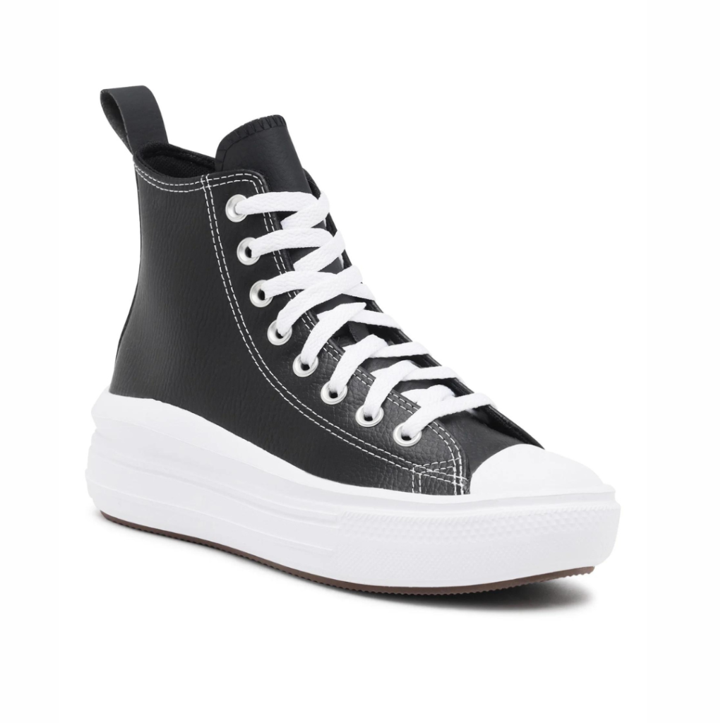 Converse Chuck Taylor Move Platform Leather - Black/White - immagine 3