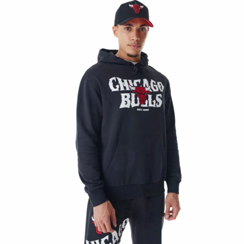 New Era Felpa Con Cappuccio Oversize Chicago Bulls - Black - immagine 4