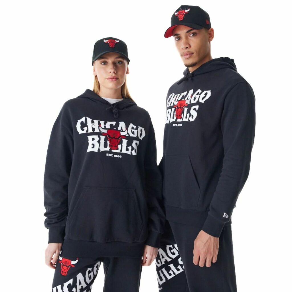 New Era Felpa Con Cappuccio Oversize Chicago Bulls - Black