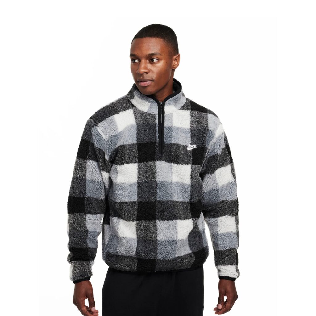 Nike Club Felpa A Mezza Zip In Pile - Black/White/Smoke Grey