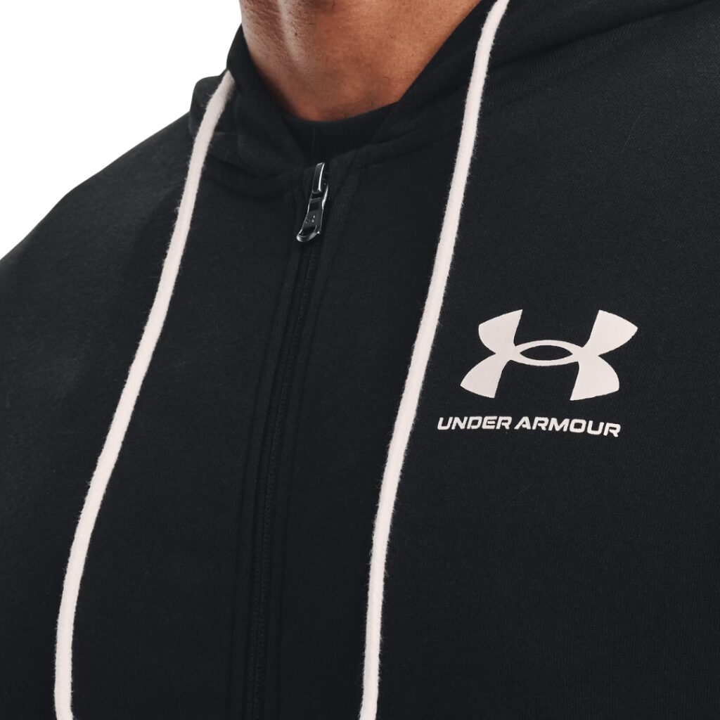 Under Armour Rival Terry Felpa Con Zip E Cappuccio - Black/White - immagine 4