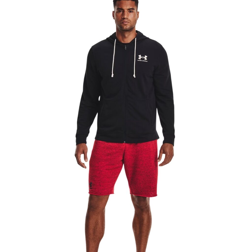 Under Armour Rival Terry Felpa Con Zip E Cappuccio - Black/White - immagine 2