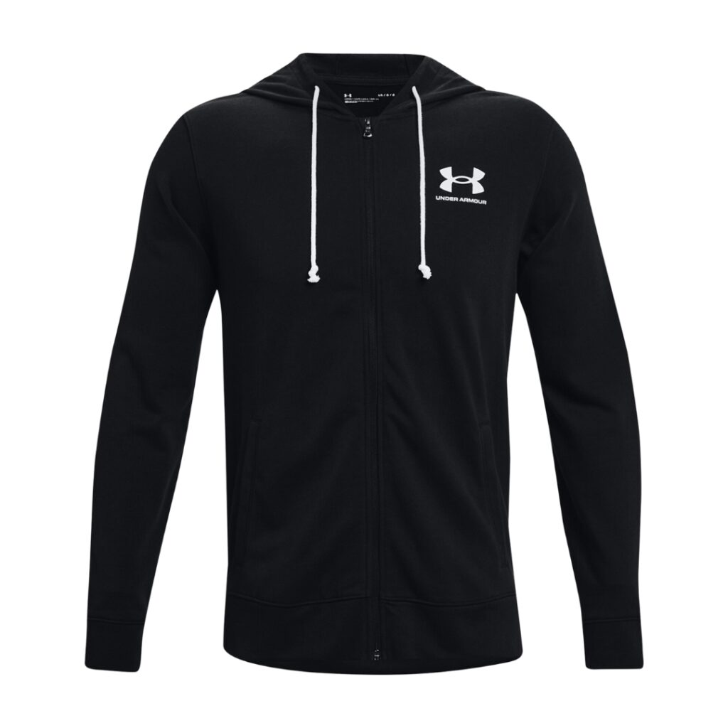 Under Armour Rival Terry Felpa Con Zip E Cappuccio - Black/White - immagine 5
