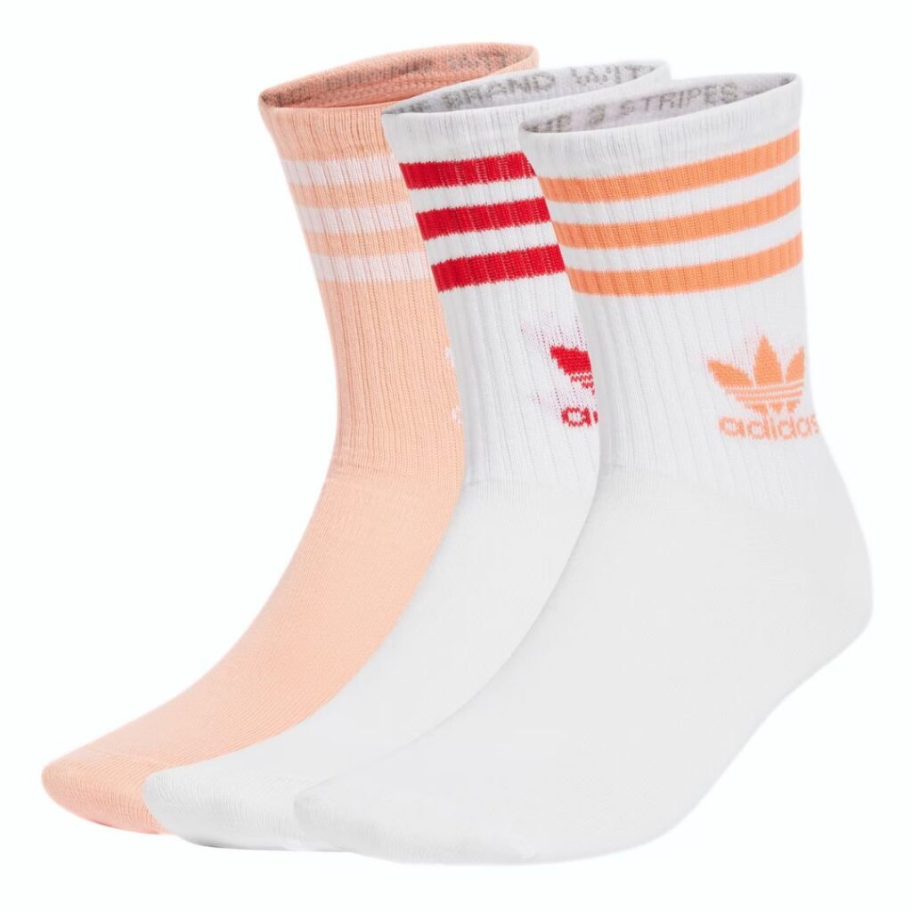 Adidas Calze Mid Cut (3 paia) - White/Glow Pink