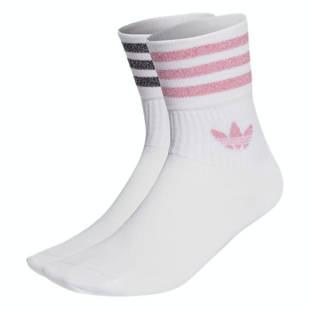 Adidas Calze Mid-Cut Glitter (2 paia) - White/Bliss Pink/Black