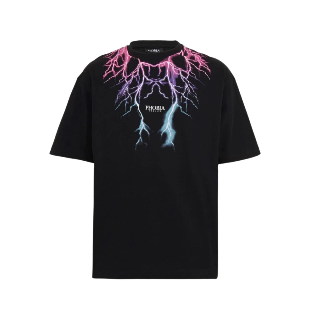 Phobia T-Shirt Lightning - Black/Pink/Light Blue