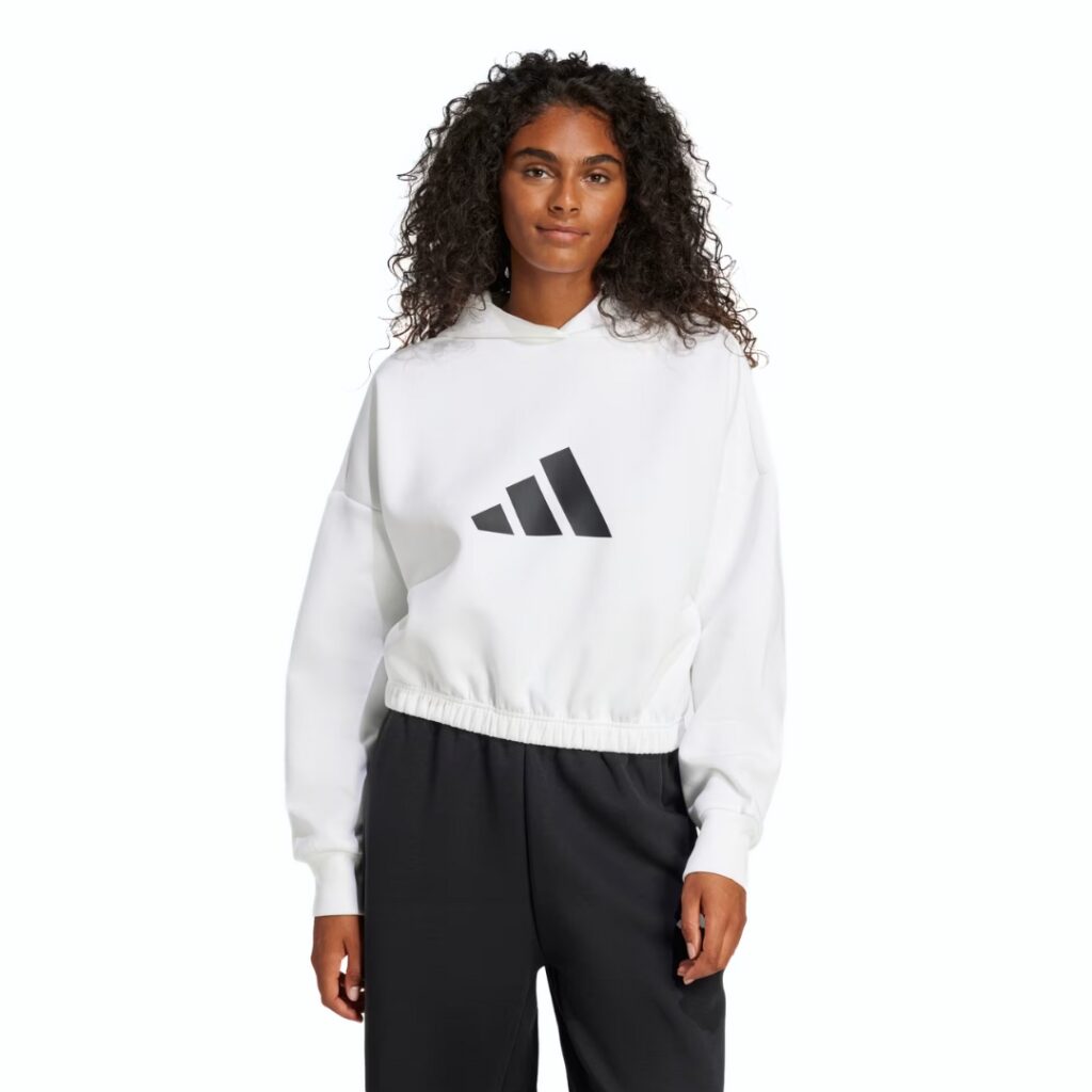 Adidas Felpa Con Cappuccio Future Icons 3 Bar Logo - White