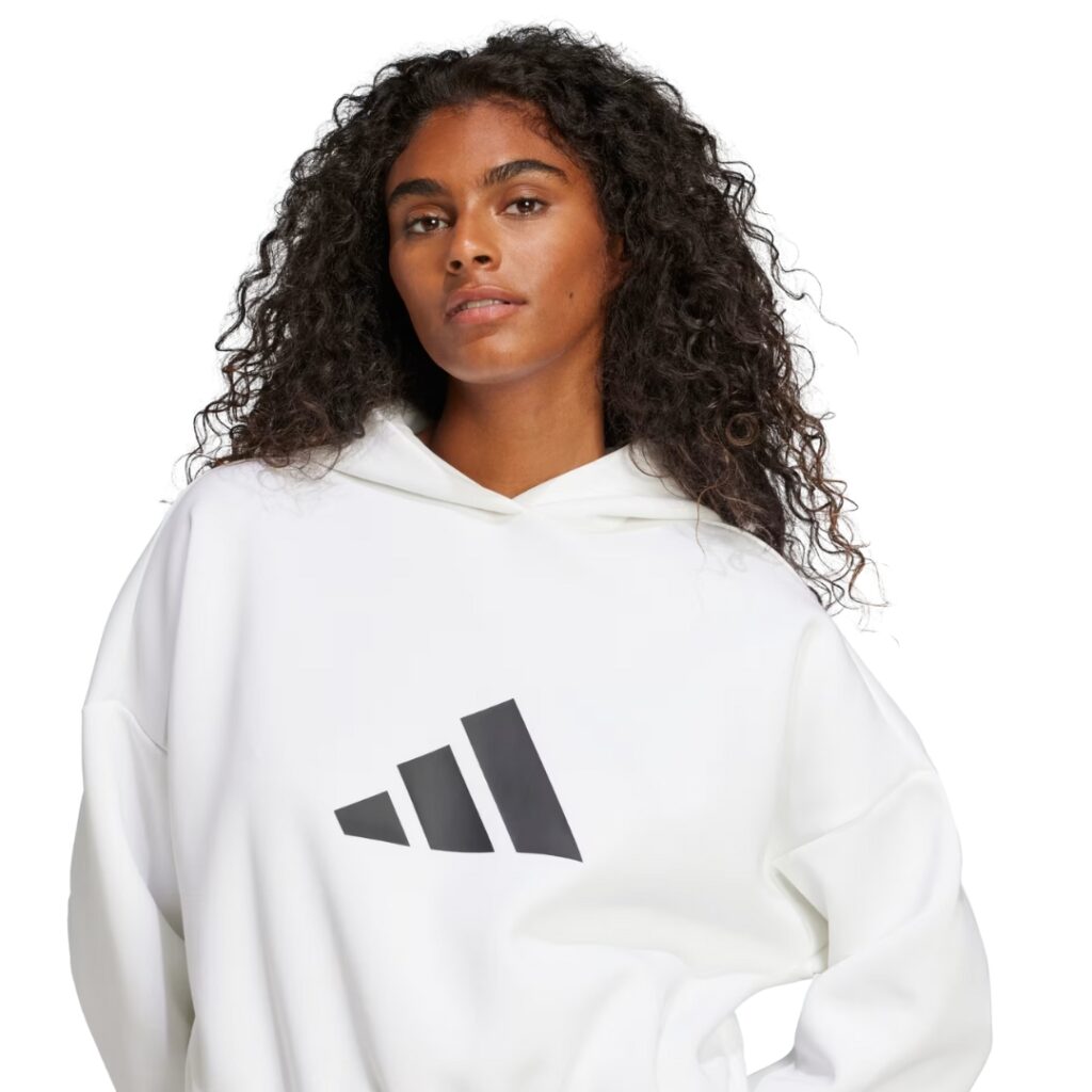 Adidas Felpa Con Cappuccio Future Icons 3 Bar Logo - White - immagine 2