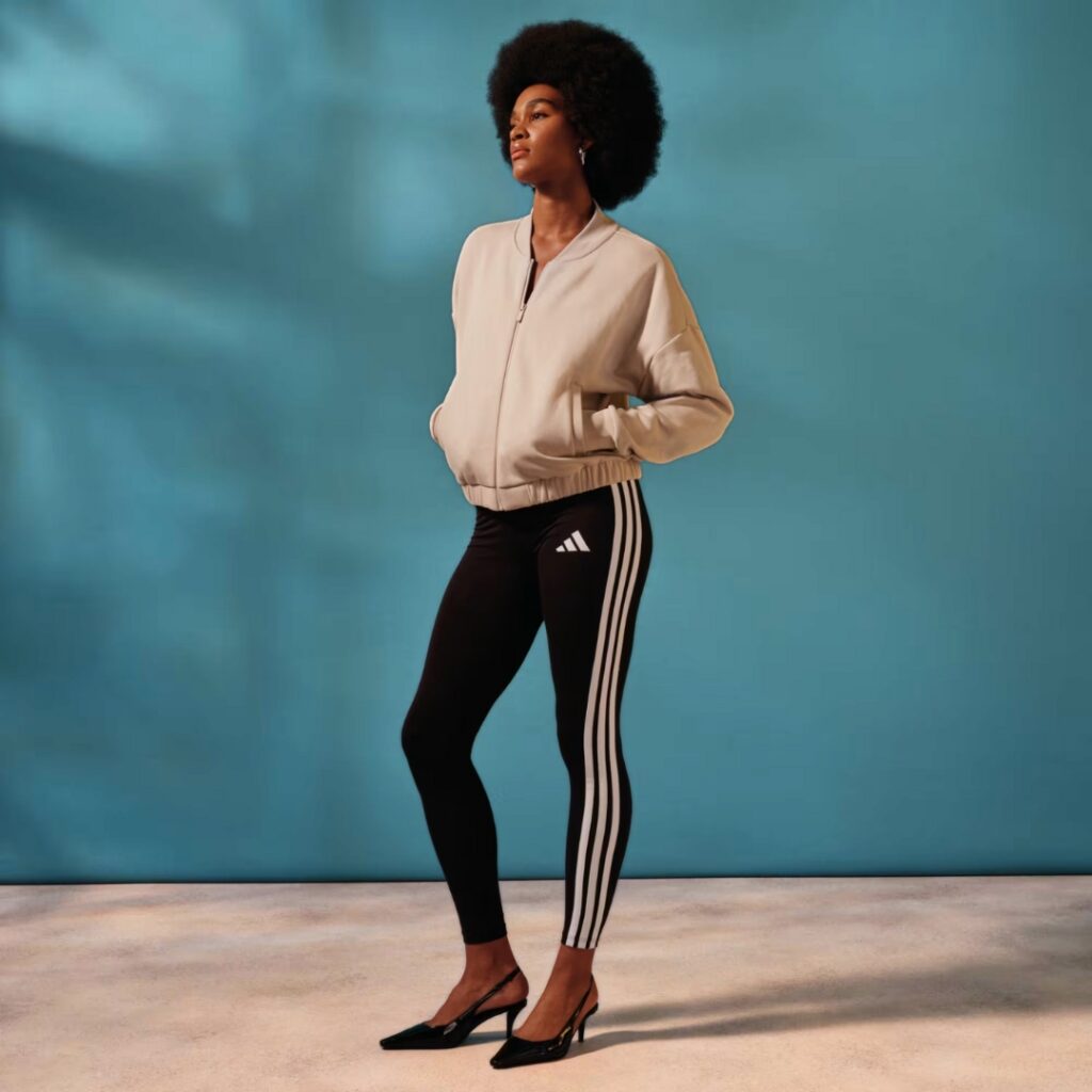 Adidas Leggings Essentials 3-Stripes - Black/White - immagine 2