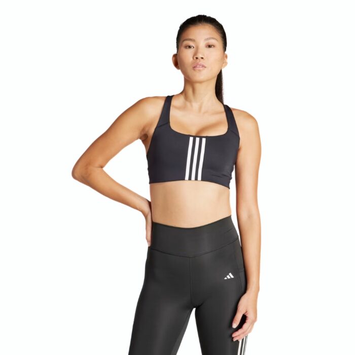 Adidas Reggiseno Sportivo Powerimpact Training Medium-Support 3-Stripes - Black