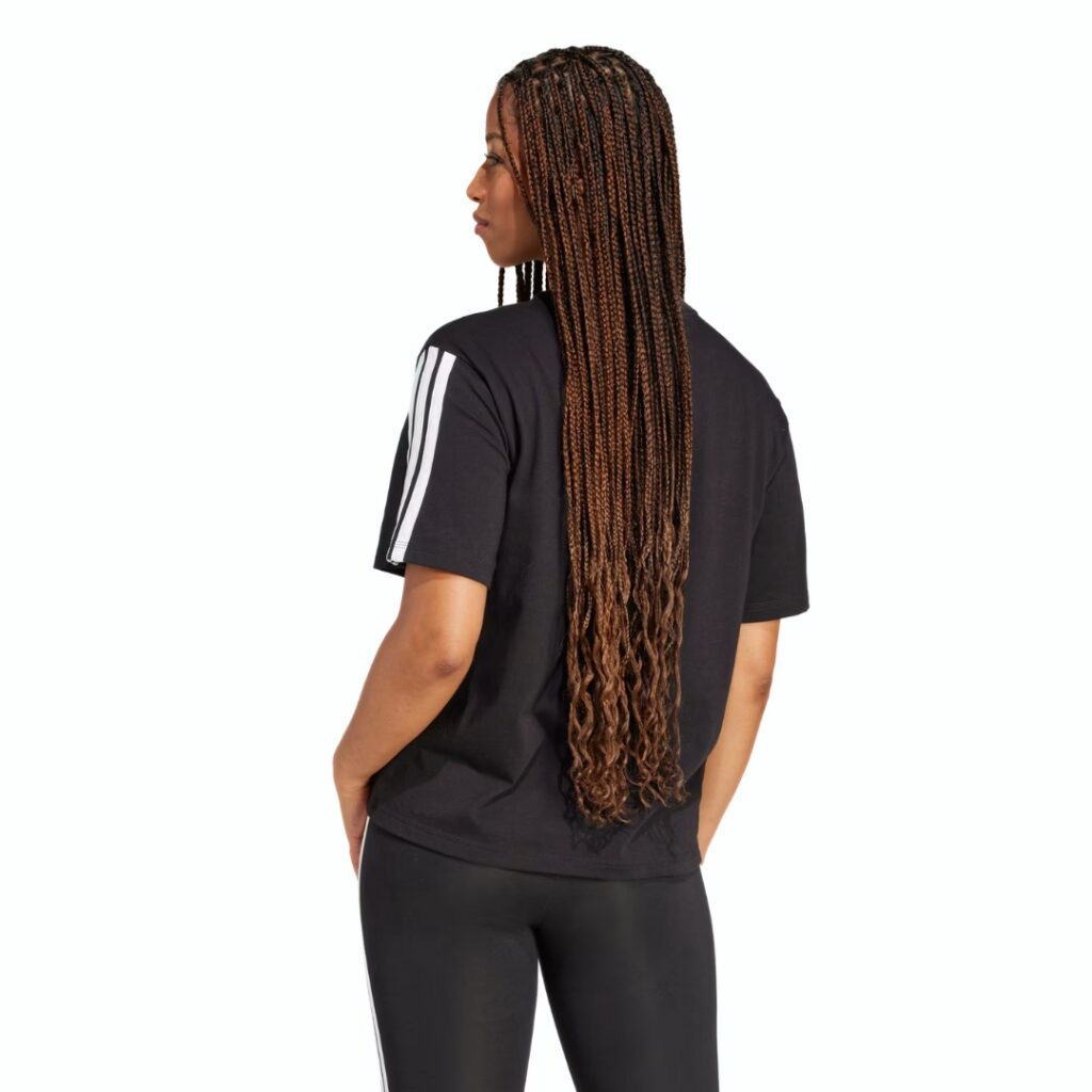Adidas T-Shirt Boyfriend 3-Stripes - Black/White - immagine 3