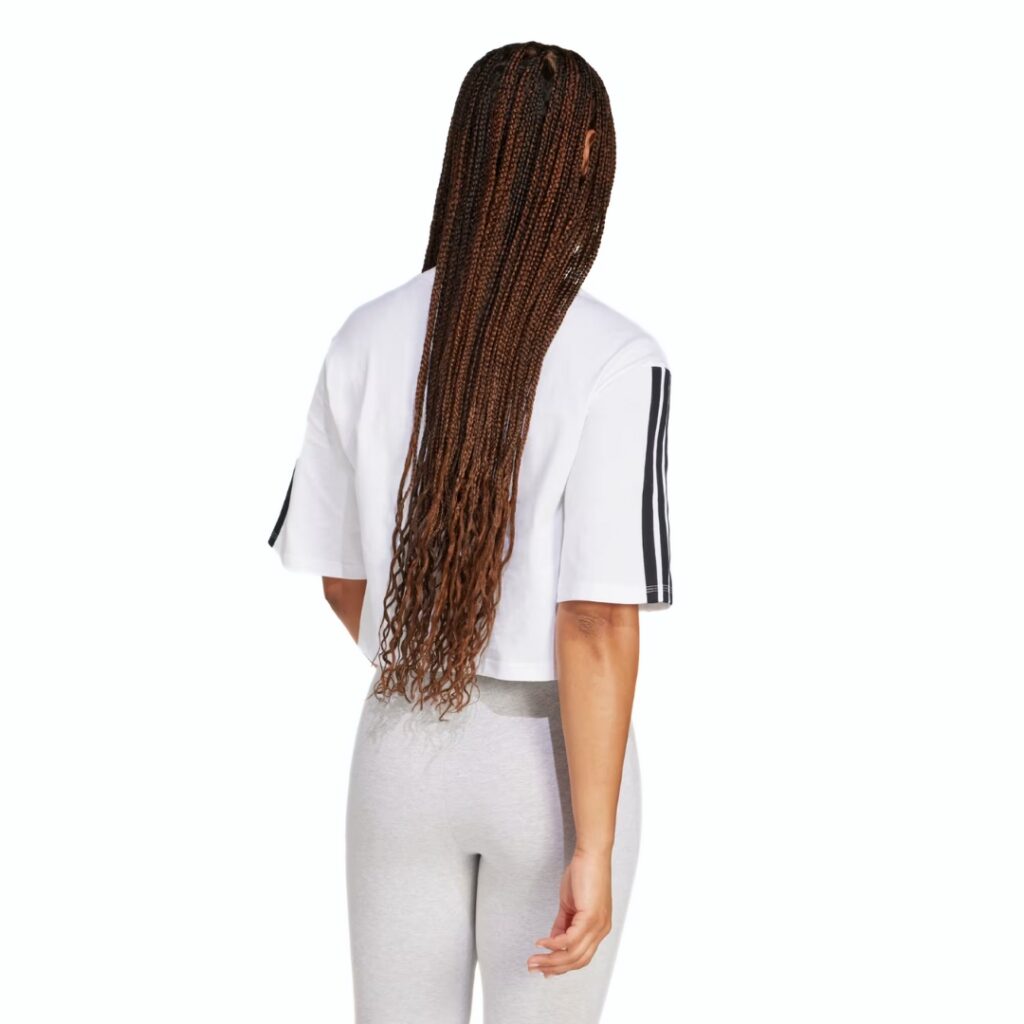 Adidas T-Shirt Crop Oversize 3-Stripes - White/Black - immagine 2