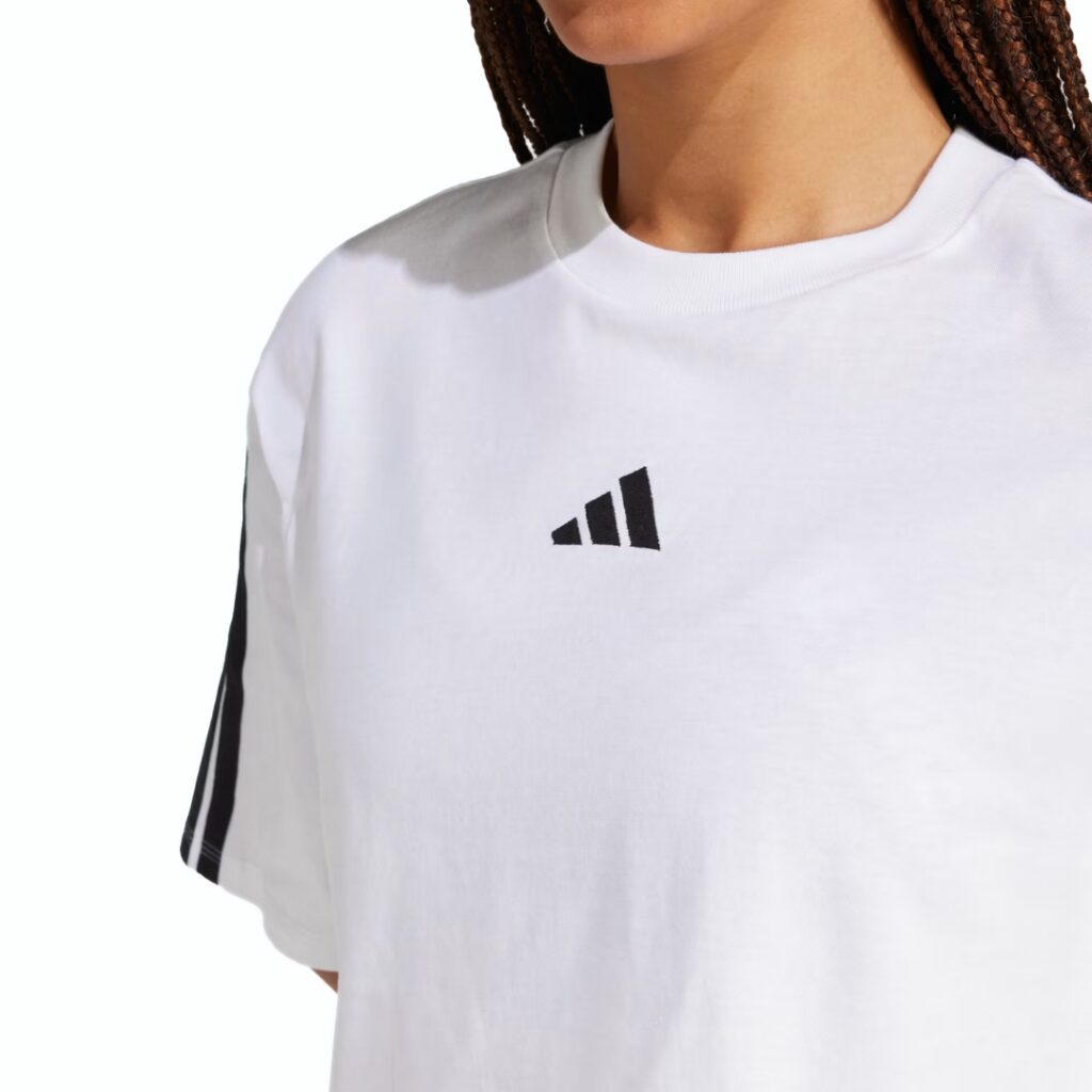 Adidas T-Shirt Crop Oversize 3-Stripes - White/Black - immagine 3