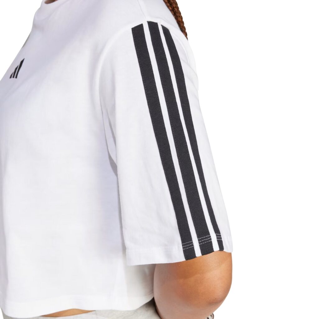 Adidas T-Shirt Crop Oversize 3-Stripes - White/Black - immagine 4